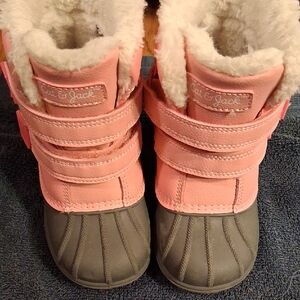 Cat & Jack Pink and Gray Kids' Faux-Fur Snow Boots